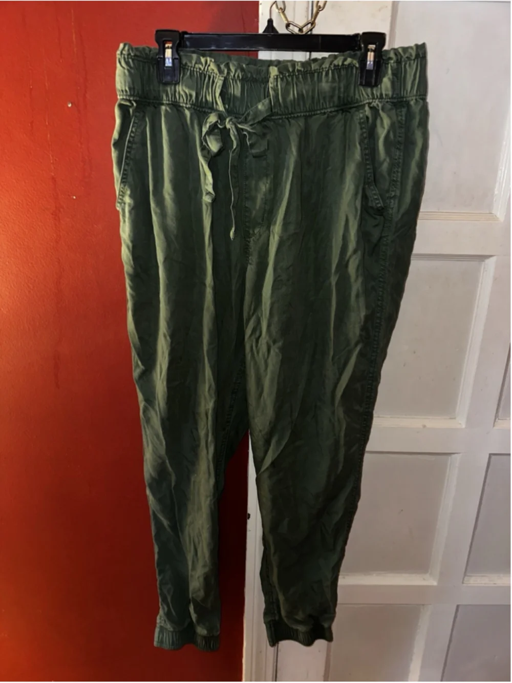 SO Goods For Life High Rise Paperbag Utility Joggers Olive Green Olive Army XL
